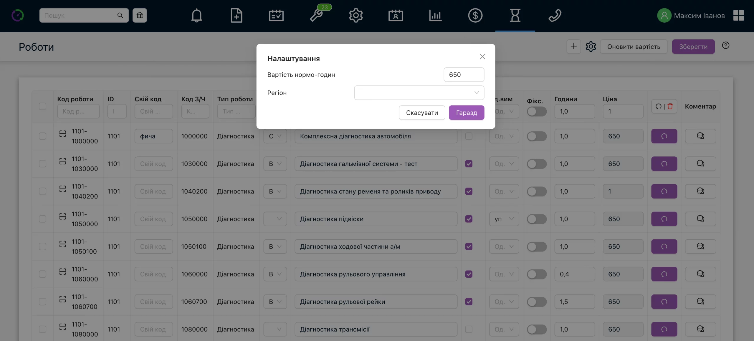 Налаштування ціни нормогодини для довідника робіт CARBOOK