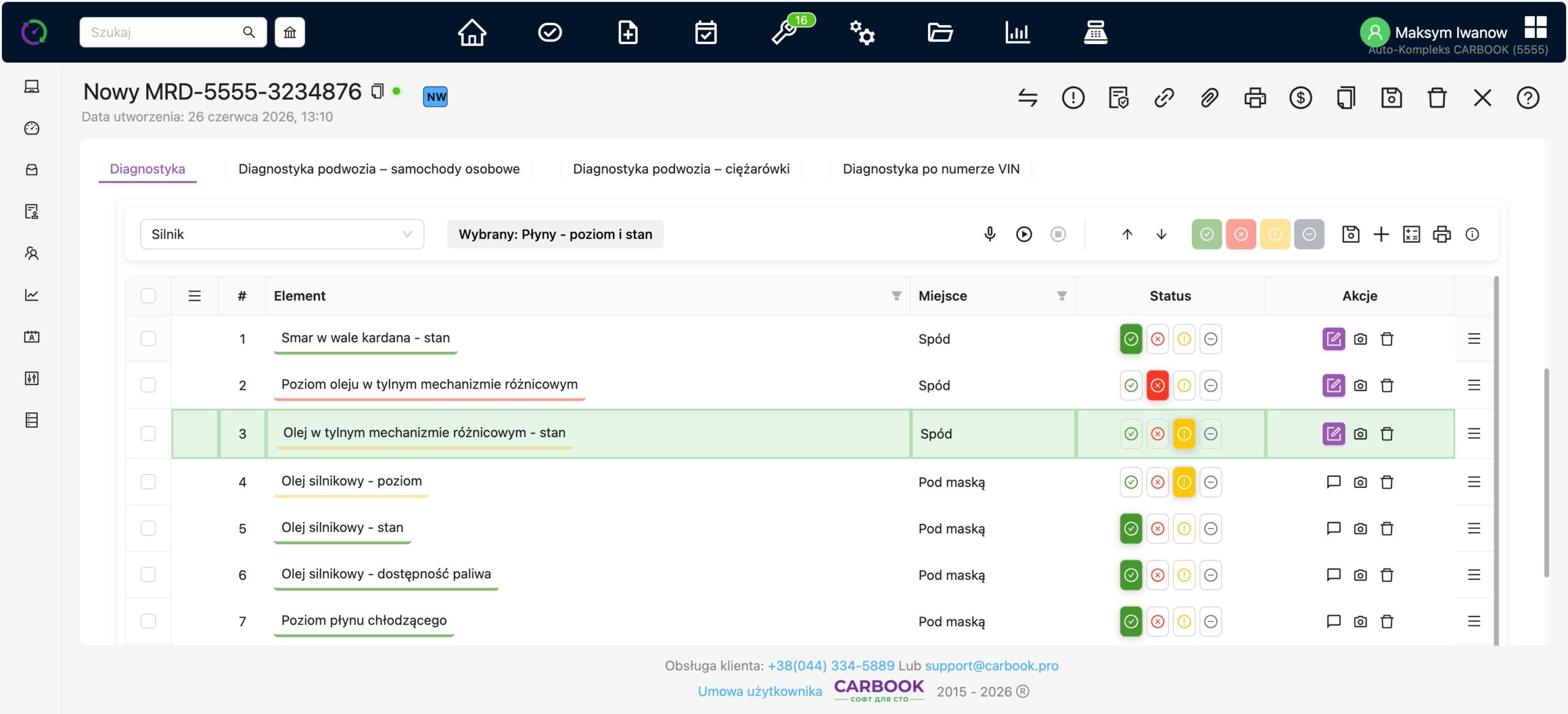 Warianty diagnostyki w CARBOOK